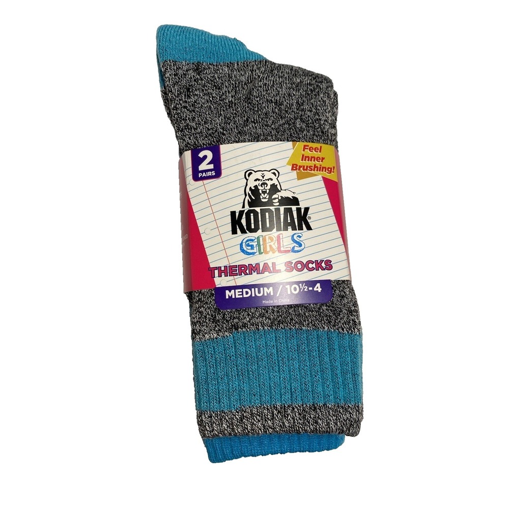 kodiak girls thermal creek socks 2 pairs 1 pack‎ size medium 10.5 - 4